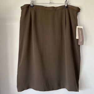 NWT Vintage Jones New York 100% Silk Pencil Skirt Size 16 Office Side Zip